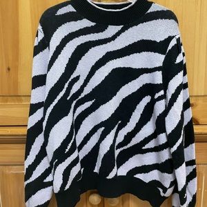 Who What Wear Purple Zebra striped sweater